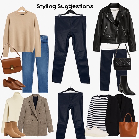 Massimo Dutti Black Coated Skinny Pants EU 38 US 6 - Picture 14 of 16